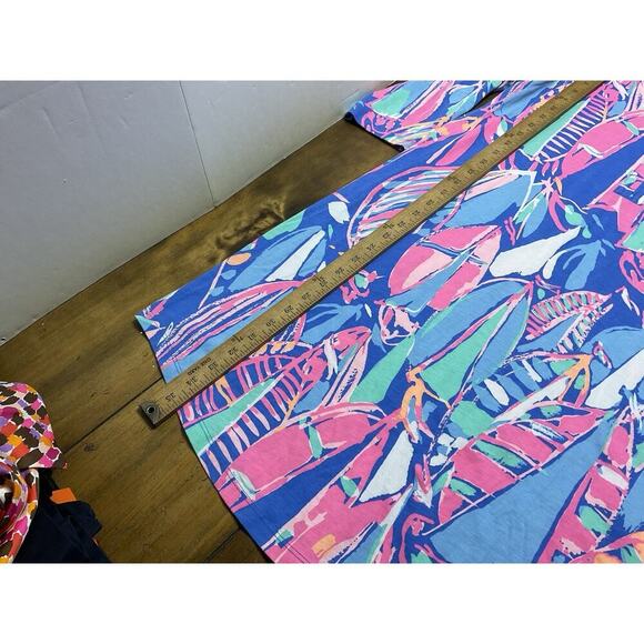 Lilly Pulitzer Ali Out To Sea Sail Boat Nautical Print Pattern Cotton Dress L - Picture 7 of 11